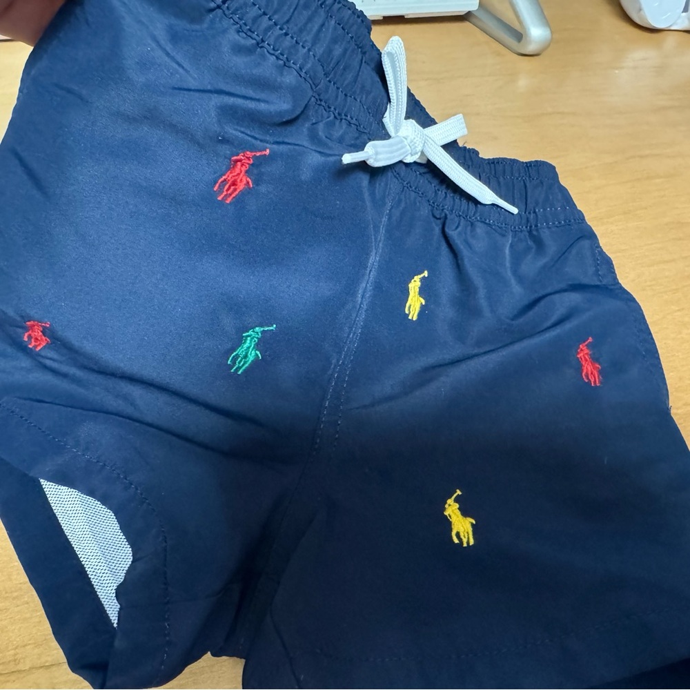 Brand New Ralph Lauren Kids Dark Blue Shorts with Colorful Embroidery